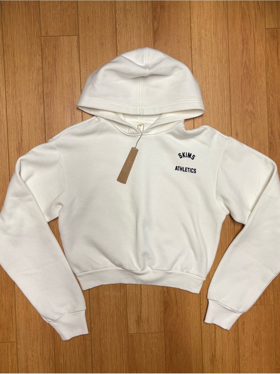SKIMS Sweaters - SKIMS Cropped White Hoodie Sweater